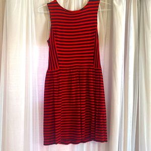 Jcrew navy and red striped dress
